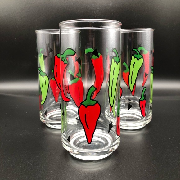 Crate&Barrel Dining 3 Vintage Crate Barrel Glass Red And Green